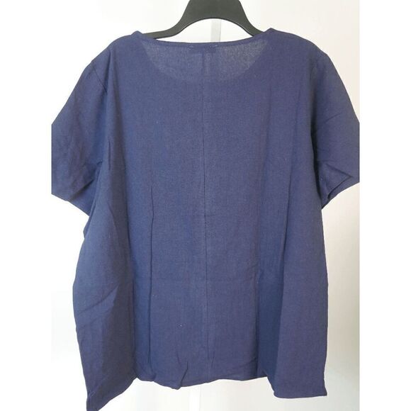 Women's Cotton Blend Button Accent Short Sleeve Top 3XL - Picture 3 of 8